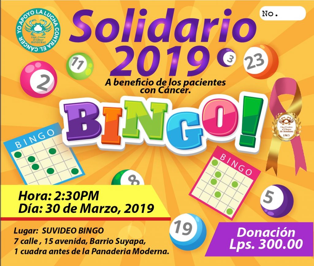 Bingo Solidario 2019 de la liga Contra el Cáncer San Pedro Sula