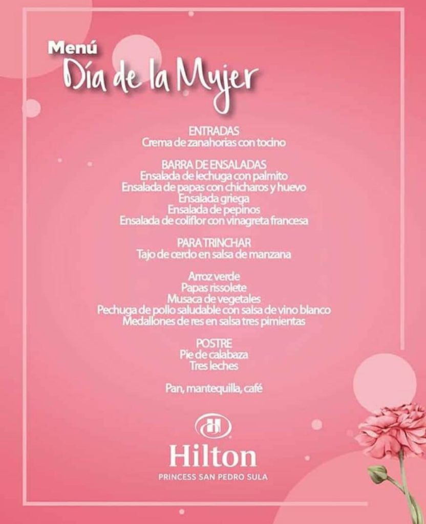 Día de la mujer 2021 hotel Hilton Princess San Pedro Sula