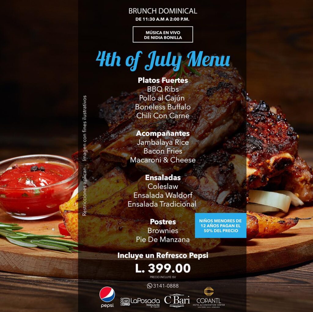 brunch dominical 4 de julio hotel Copantl