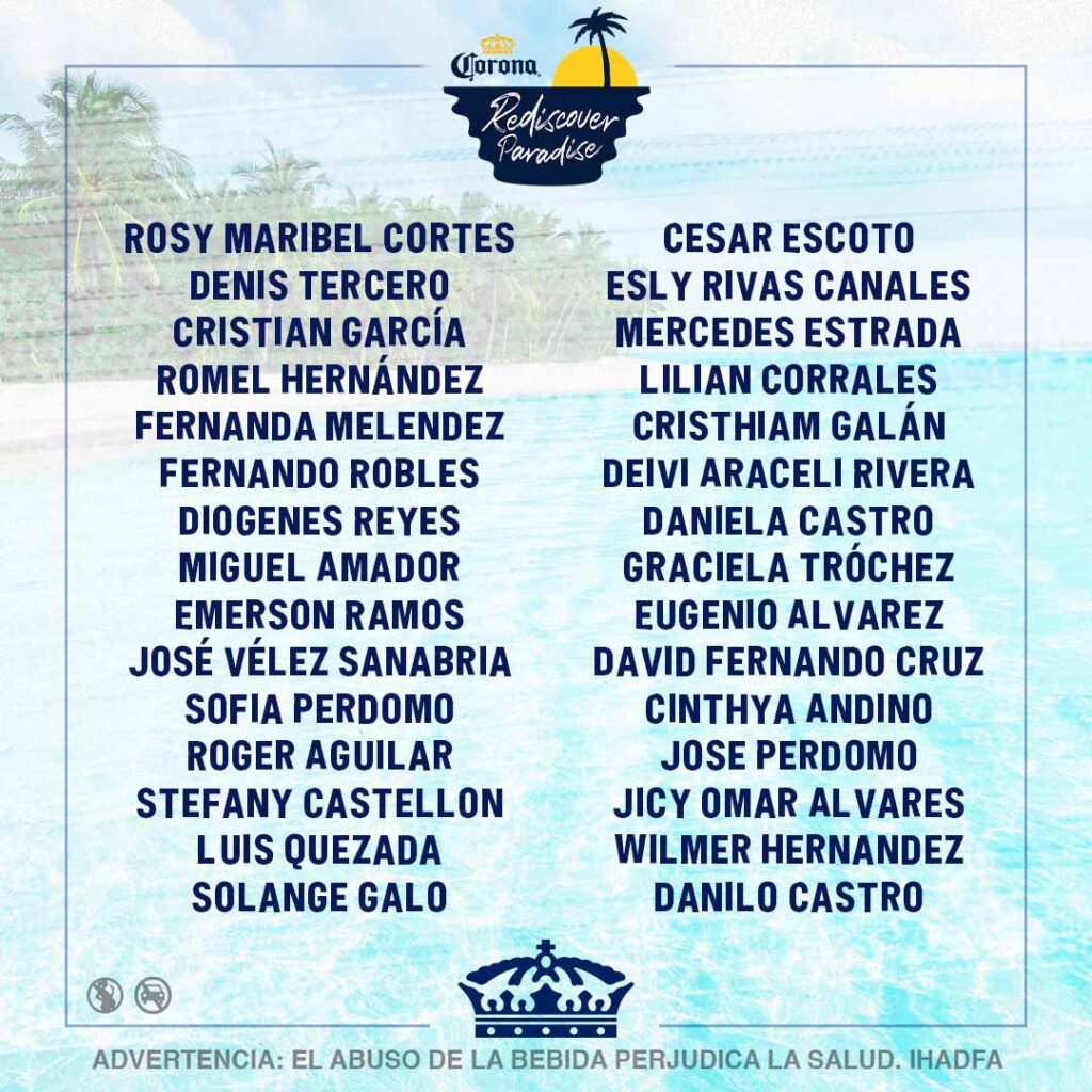 Ganadores Rediscover Paradise by Corona
