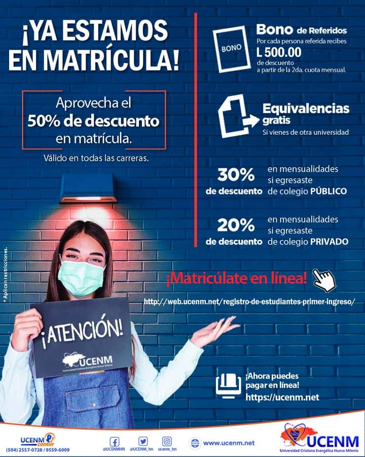 matricula UCENM segundo periodo