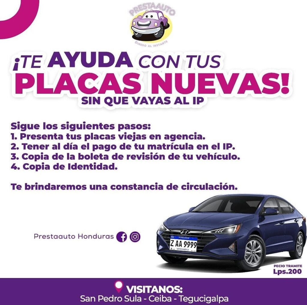 Requisitos placas nuevas PrestaAuto