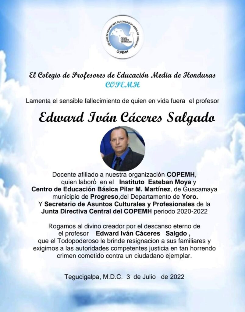 Fallece Edward Caceres