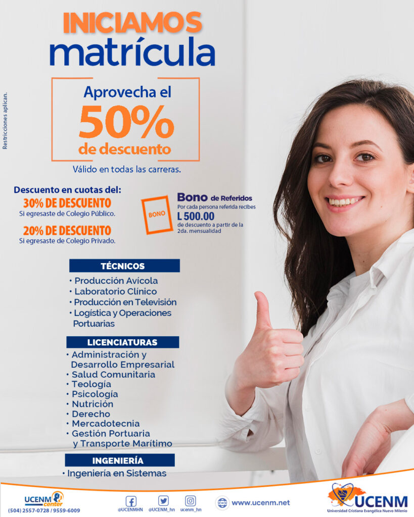 Matrícula primer periodo 2023 UCENM