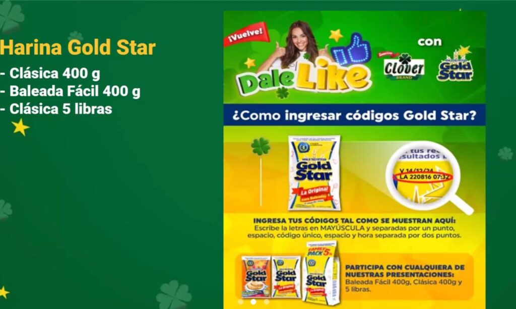 Promoción Dale Like by Grupo Jaremar Clover Brand y Harina Gold Star