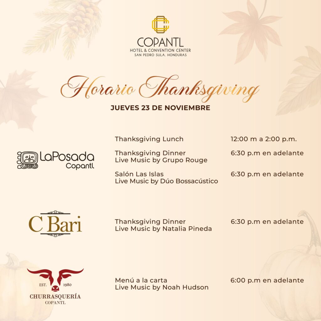 Thanksgiving Day 2023 by hotel Copantl Honduras