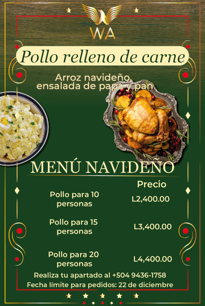 menu navideno 2024 washington academy honduras