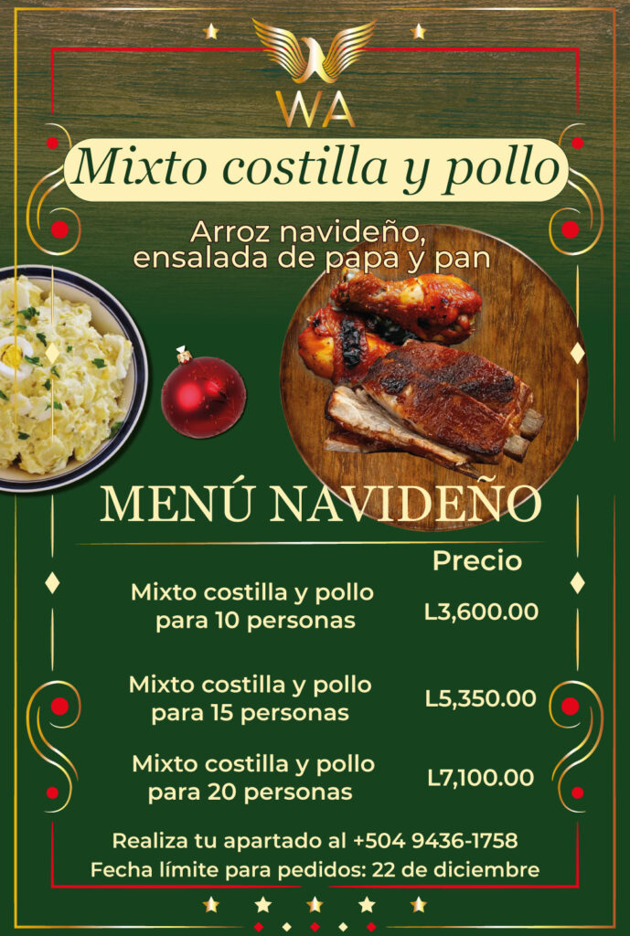 menu navideno 2024 washington academy honduras