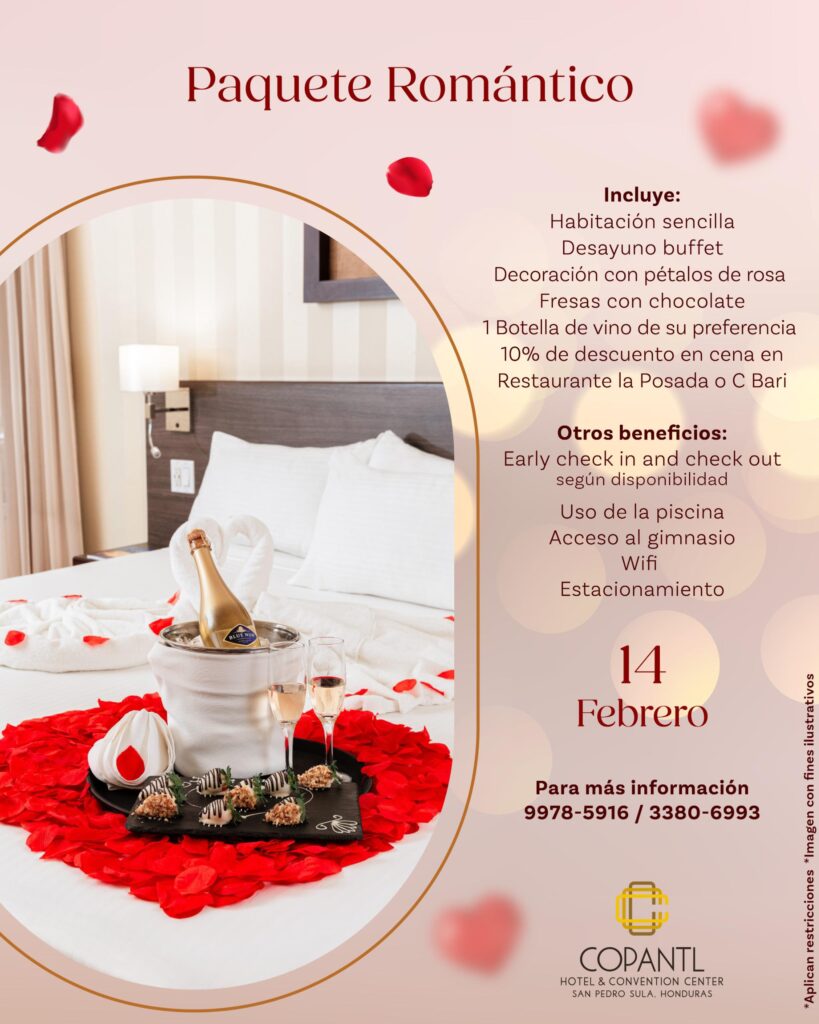 Paquetes románticos Día San Valentín hotel Copantl Honduras
