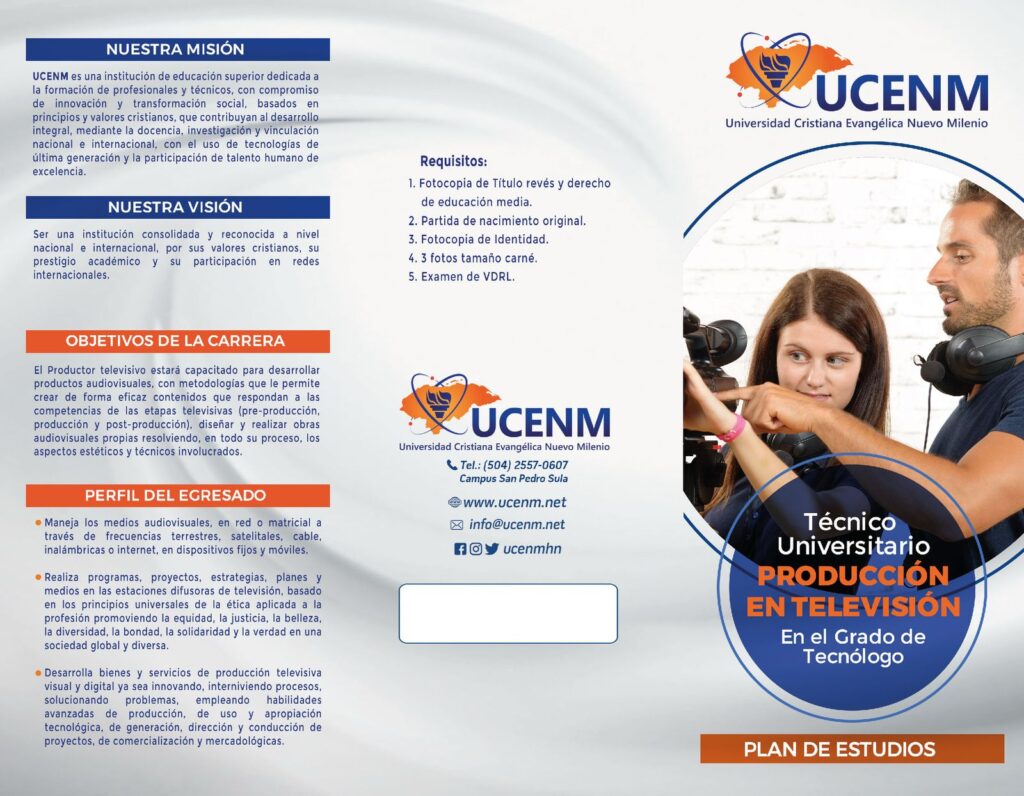 Técnico Producción en Televisión 2025 UCENM Honduras