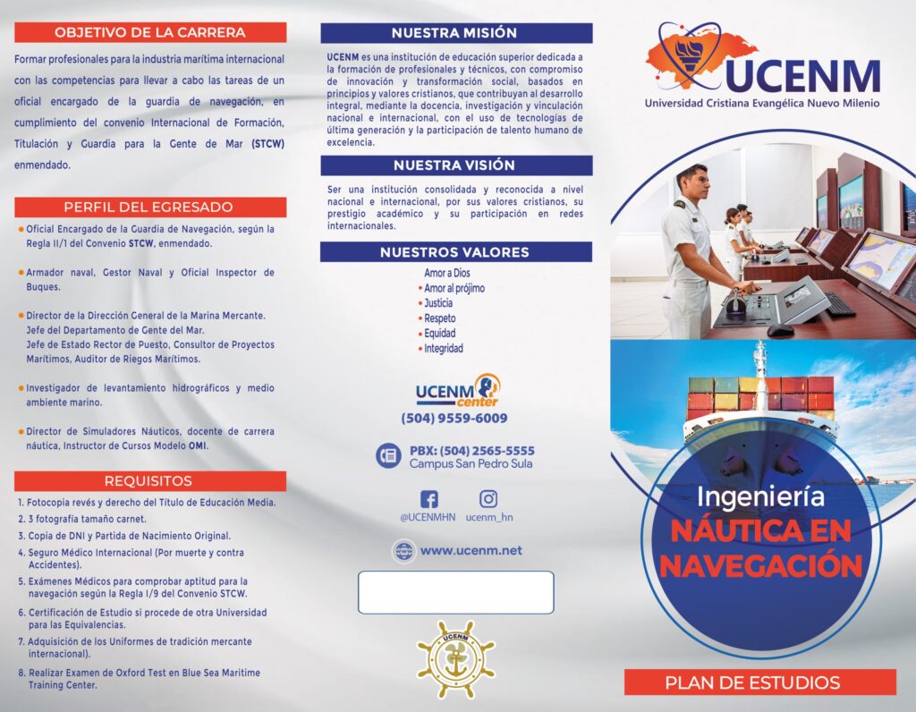 Ingeniería náutica en navegación 2025 UCENM Honduras