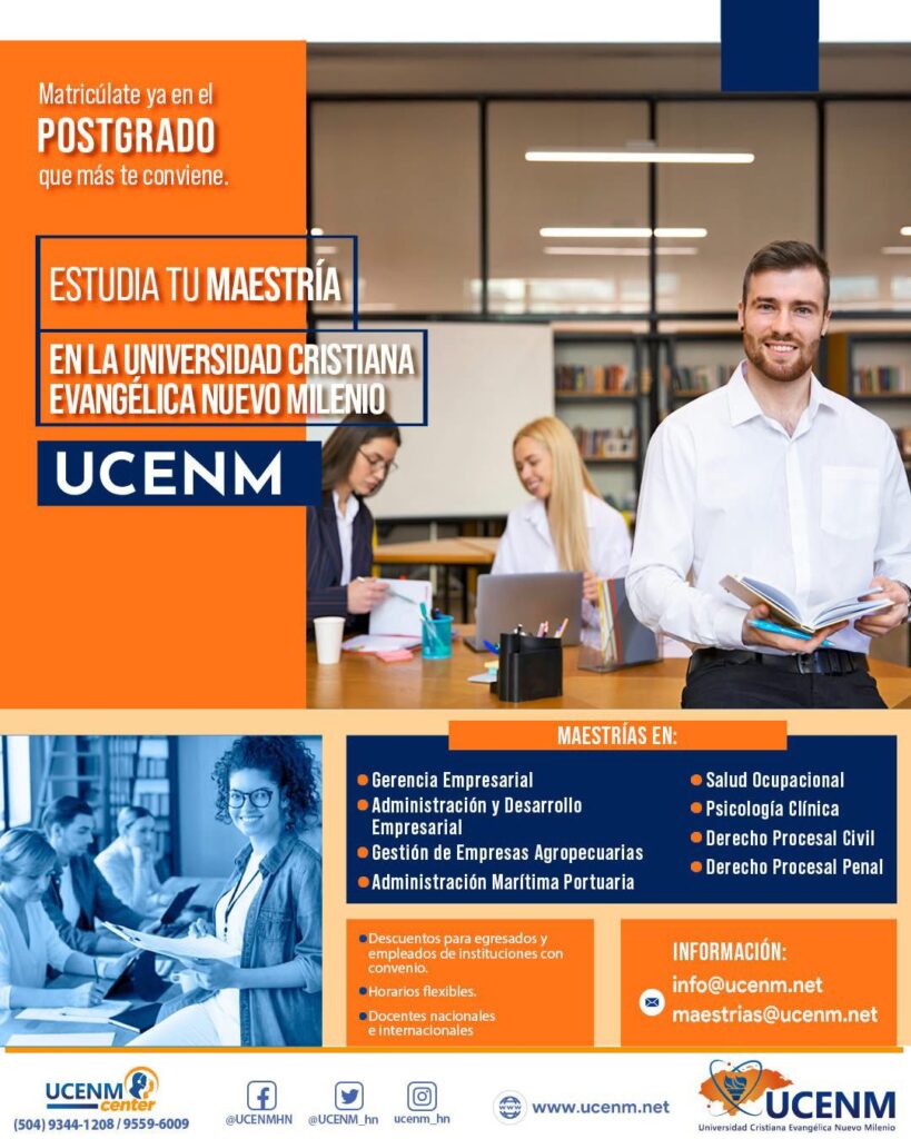 Matrícula posgrados UCENM Honduras