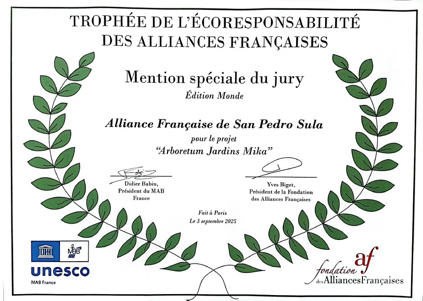 Reconocimiento jardín Mika 2025 Alianza Francesa Honduras
